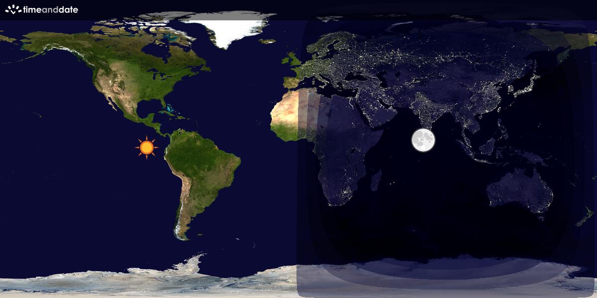 Verdenskart som viser dag og natt 