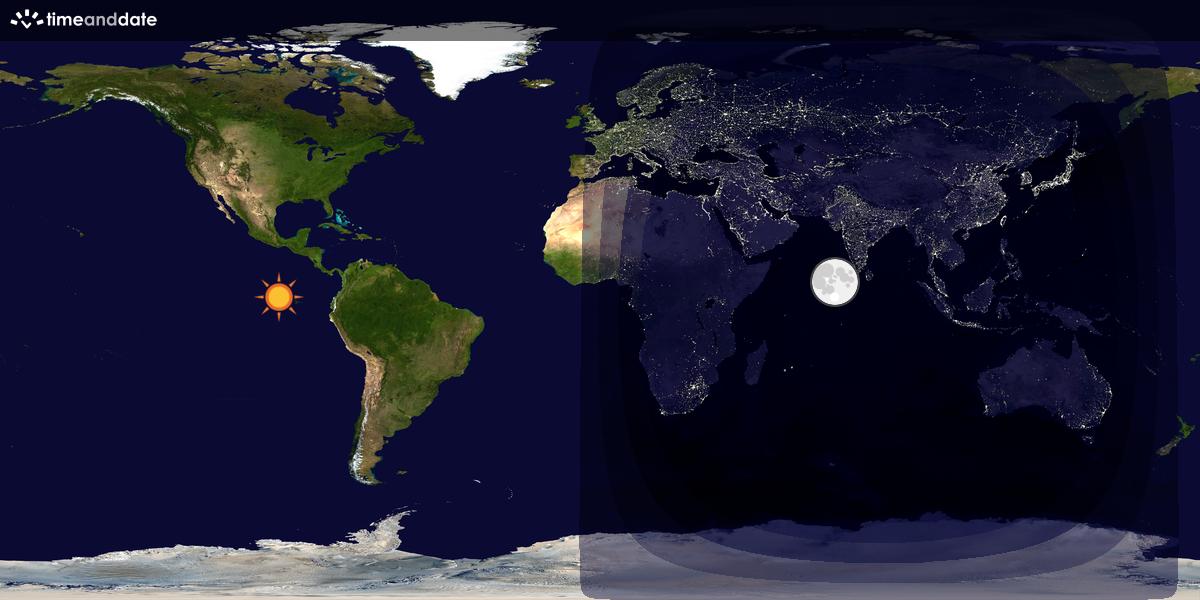 Verdenskart som viser dag og natt 