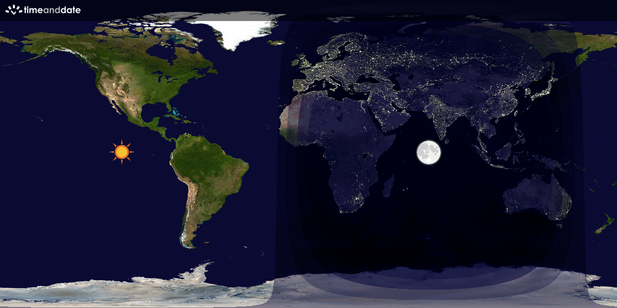Verdenskart som viser dag og natt 