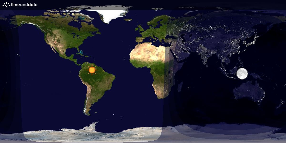 Verdenskart som viser dag og natt 