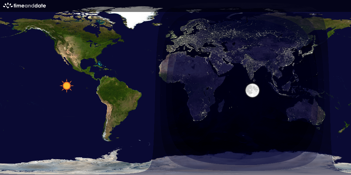 Verdenskart som viser dag og natt 