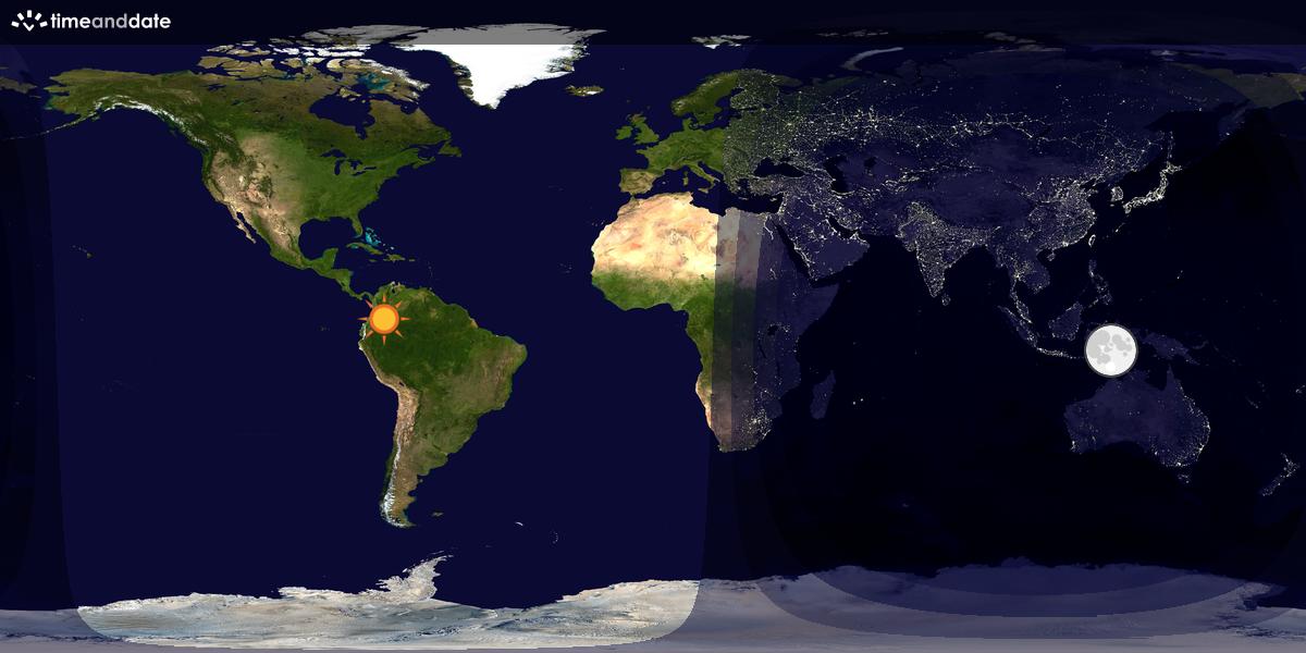 Verdenskart som viser dag og natt 
