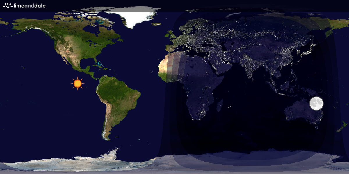 Verdenskart som viser dag og natt 
