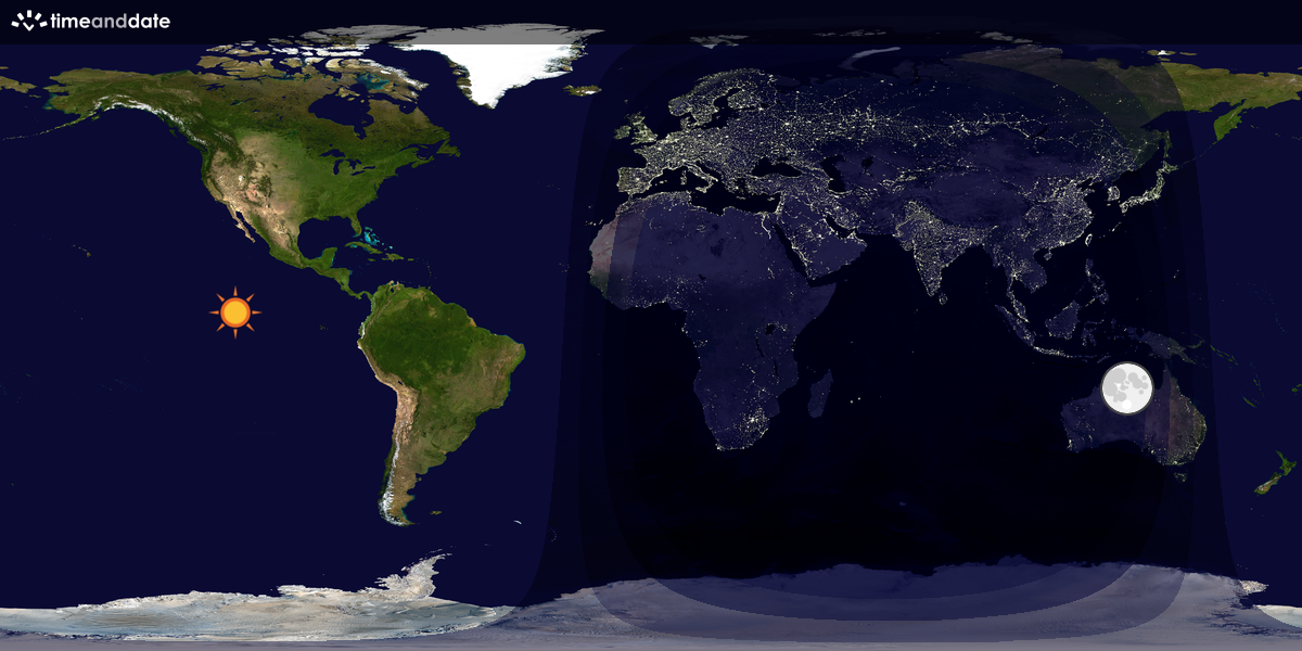 Verdenskart som viser dag og natt 