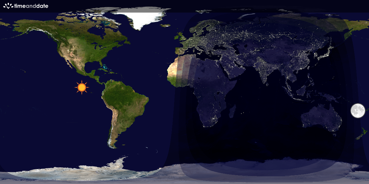 Verdenskart som viser dag og natt 