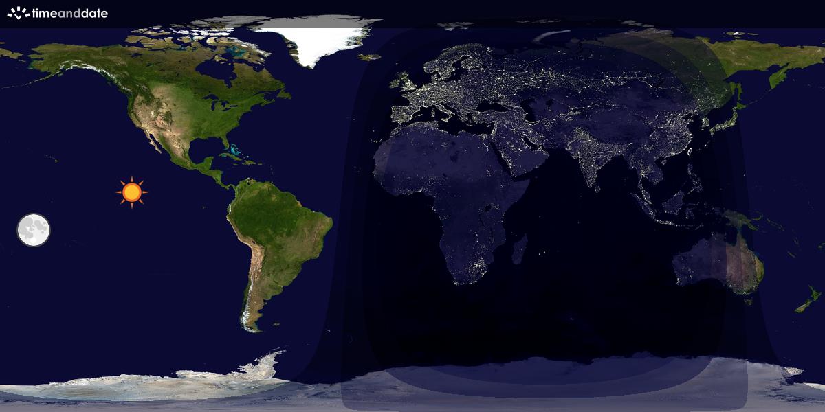 Verdenskart som viser dag og natt 