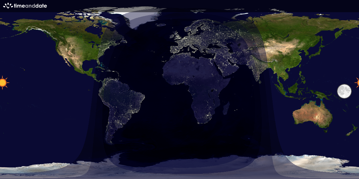 Verdenskart som viser dag og natt 