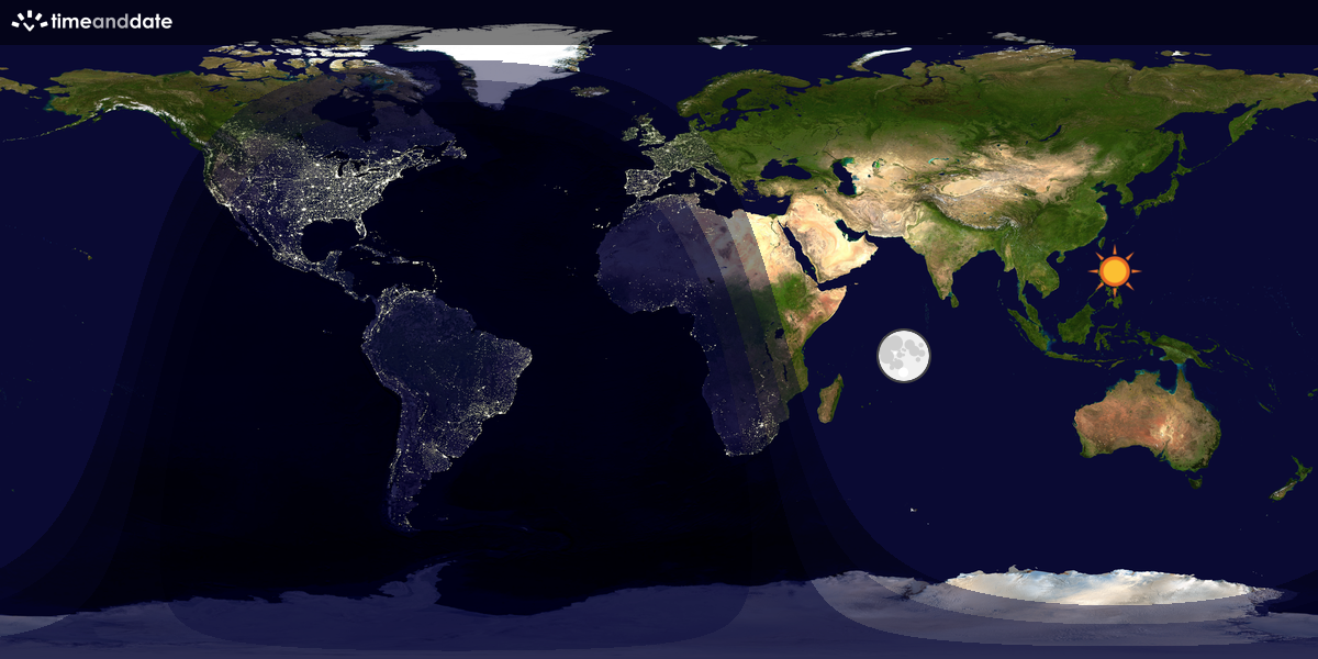 Verdenskart som viser dag og natt 