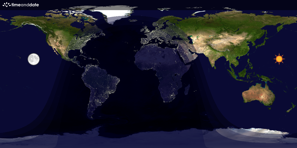 Verdenskart som viser dag og natt 