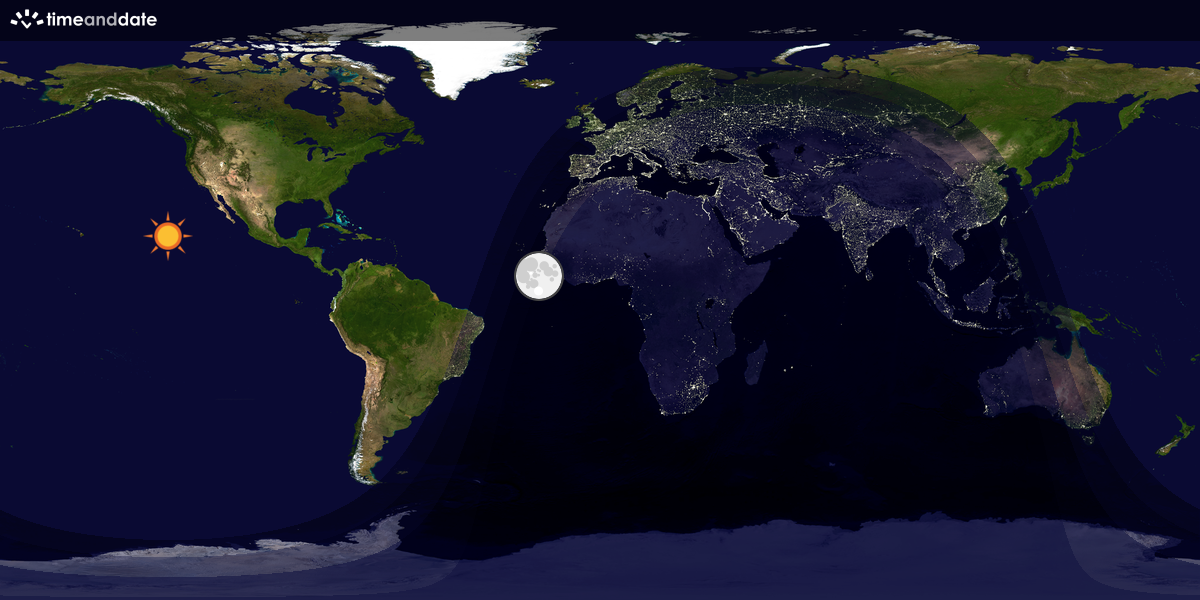 Verdenskart som viser dag og natt 