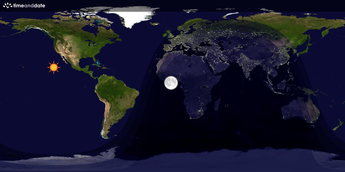 Verdenskart som viser dag og natt 