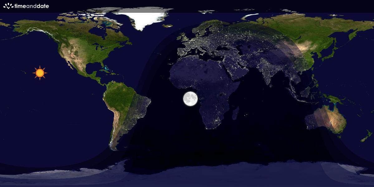 Verdenskart som viser dag og natt 