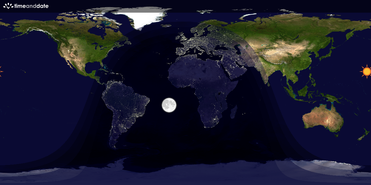 Verdenskart som viser dag og natt 