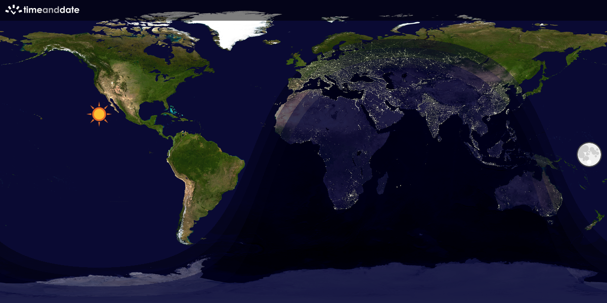 Verdenskart som viser dag og natt 