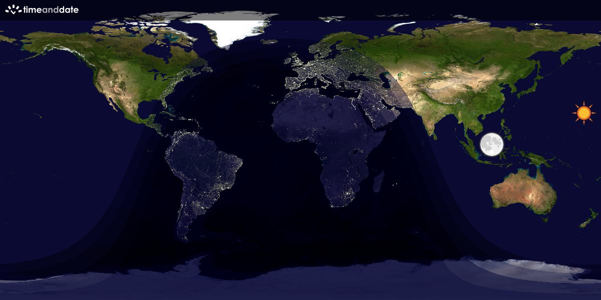 Verdenskart som viser dag og natt 