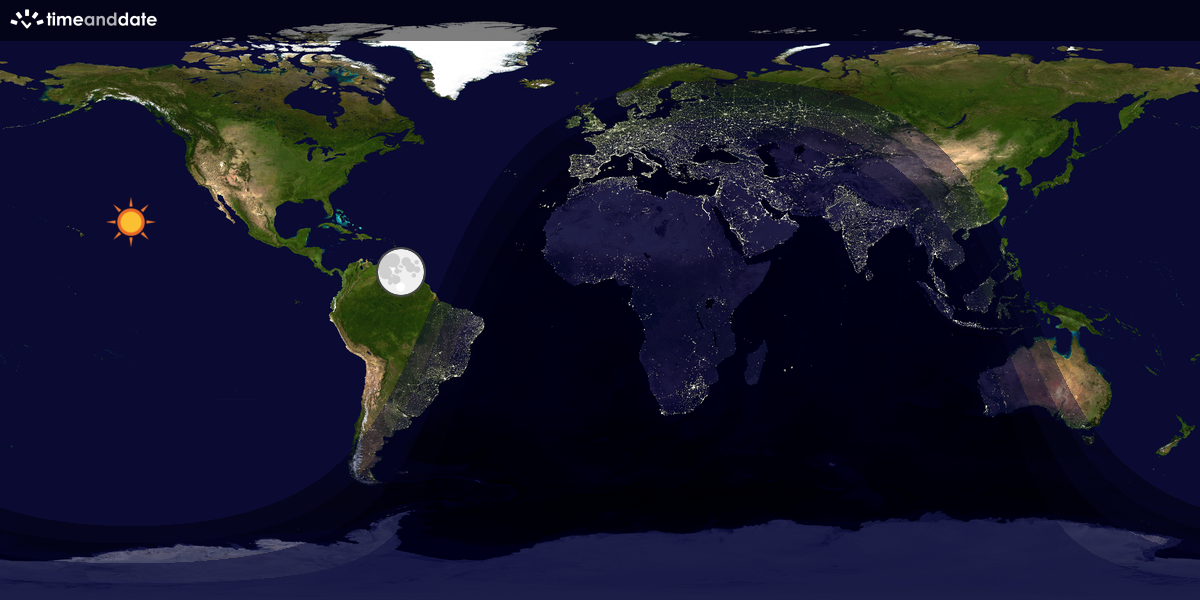 Verdenskart som viser dag og natt 
