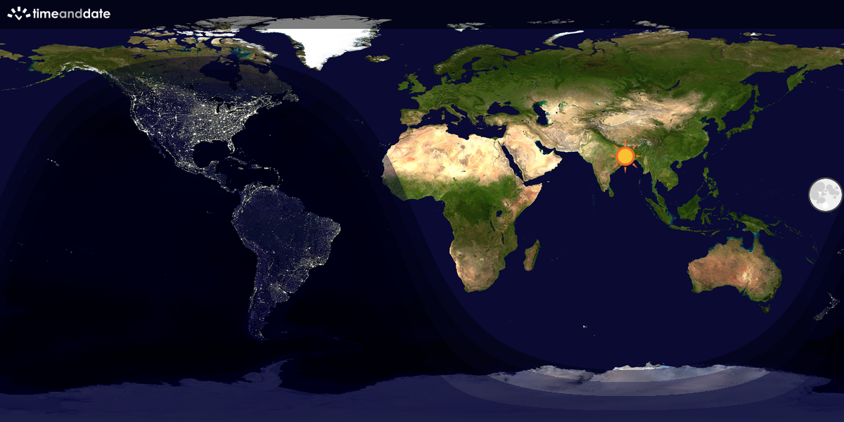 Verdenskart som viser dag og natt 