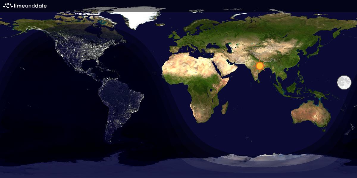 Verdenskart som viser dag og natt 