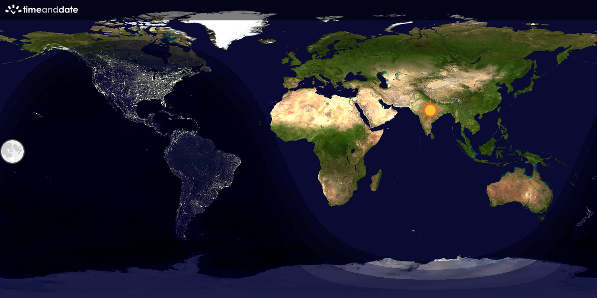Verdenskart som viser dag og natt 