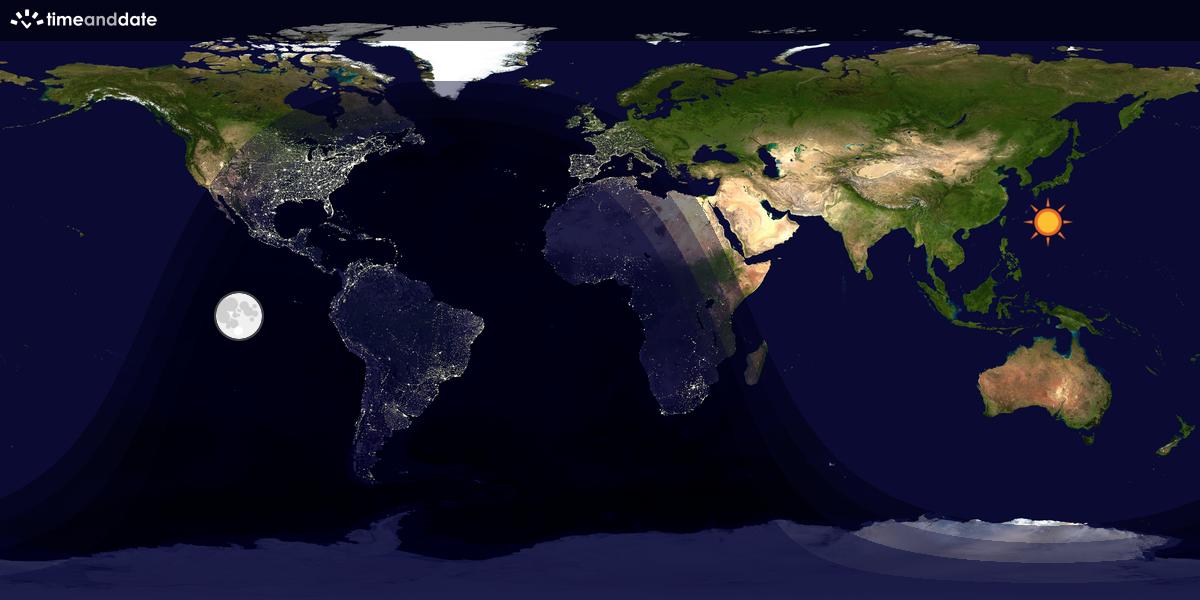 Verdenskart som viser dag og natt 