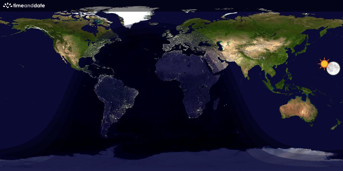 Verdenskart som viser dag og natt 