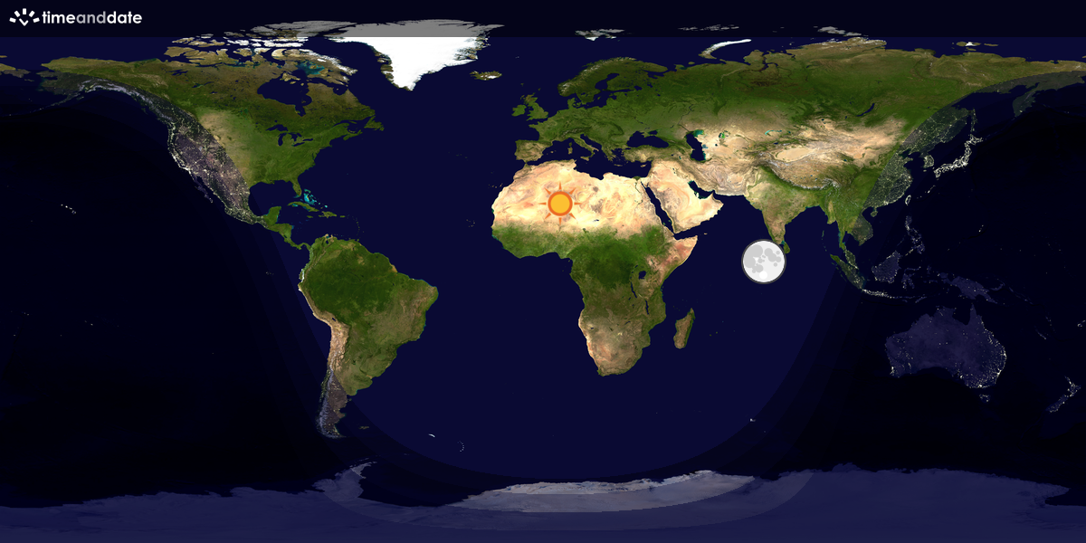 Verdenskart som viser dag og natt 