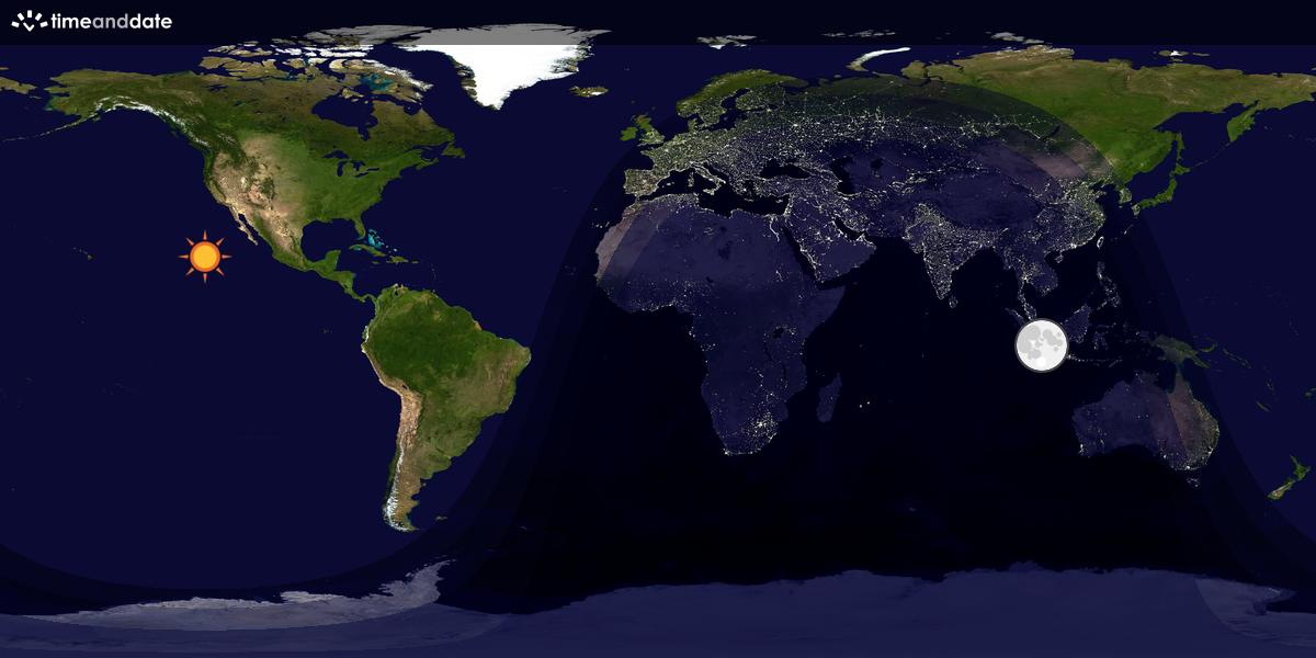 Verdenskart som viser dag og natt 