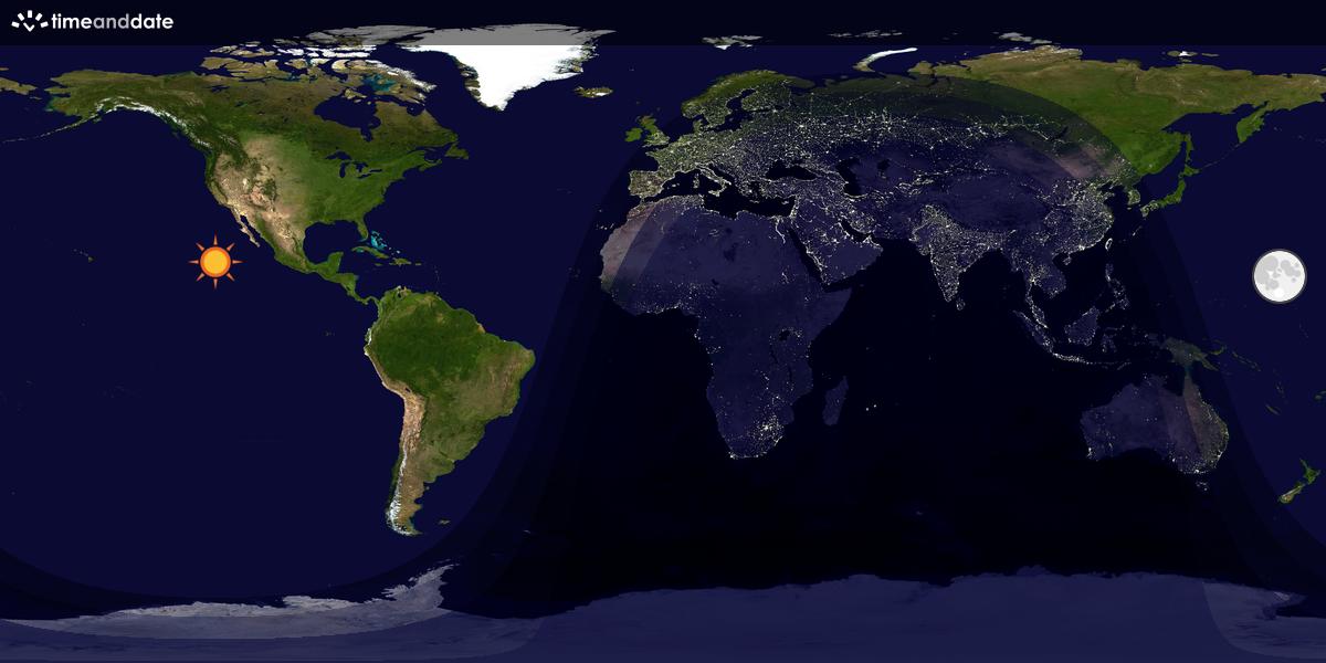 Verdenskart som viser dag og natt 