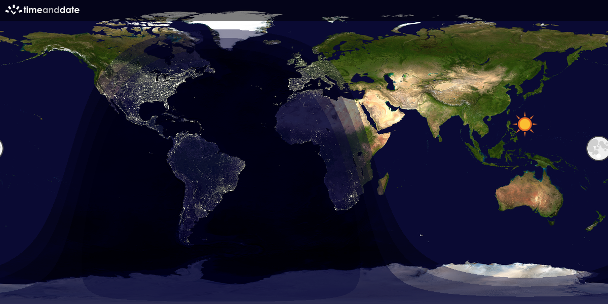 Verdenskart som viser dag og natt 