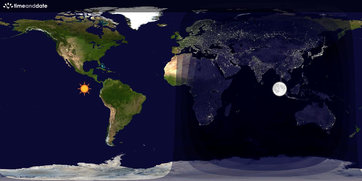 Verdenskart som viser dag og natt 