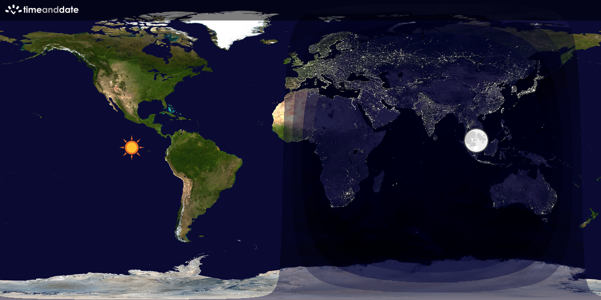 Verdenskart som viser dag og natt 