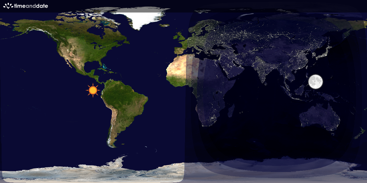 Verdenskart som viser dag og natt 