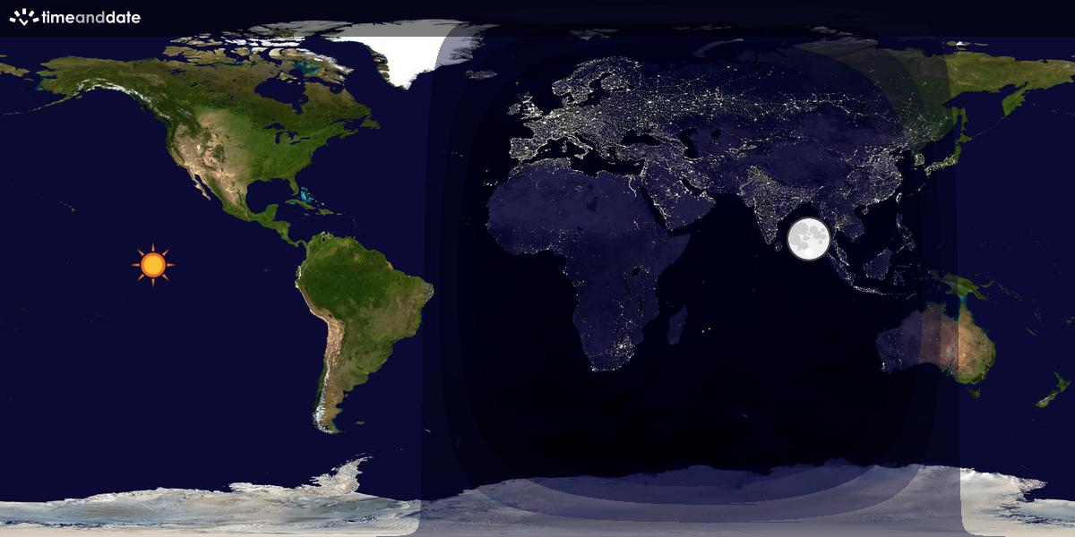 Verdenskart som viser dag og natt 