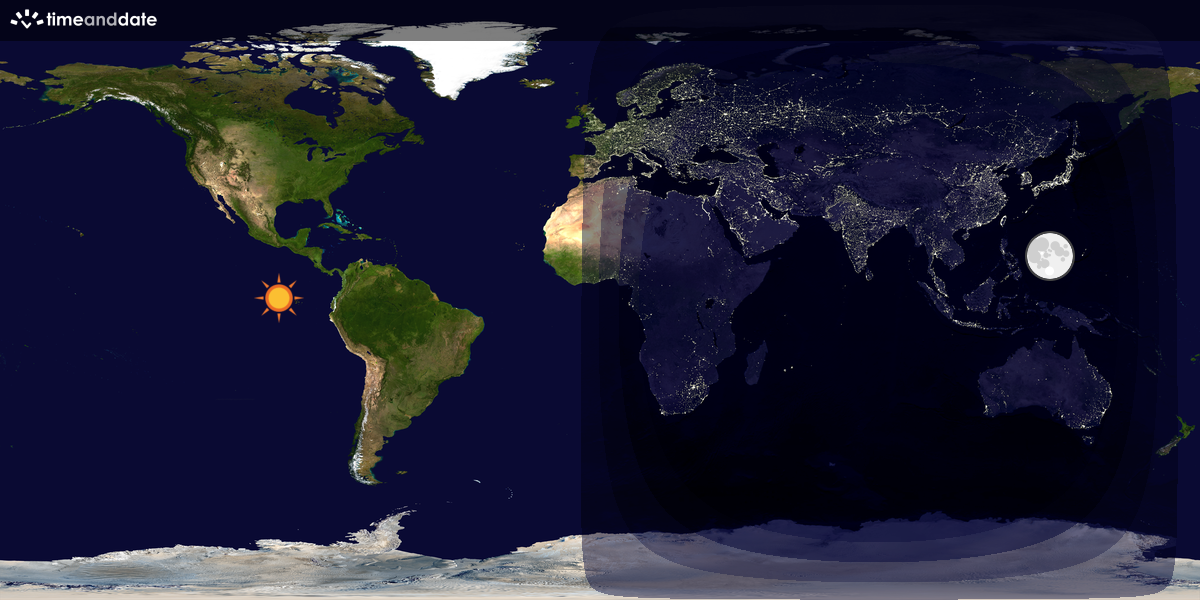 Verdenskart som viser dag og natt 