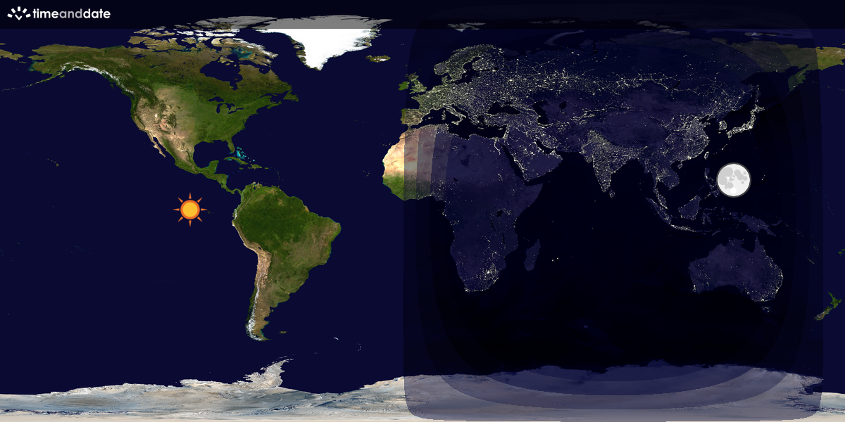 Verdenskart som viser dag og natt 