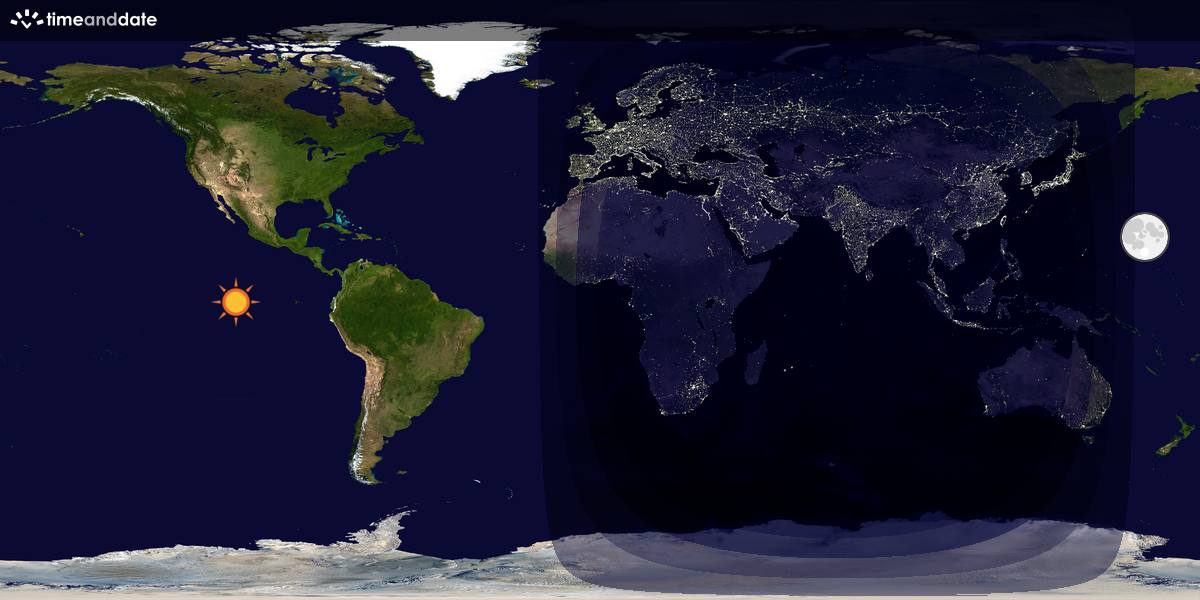 Verdenskart som viser dag og natt 