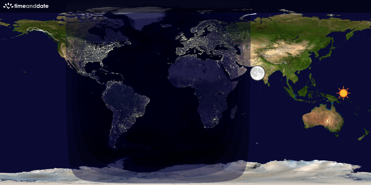 Verdenskart som viser dag og natt 