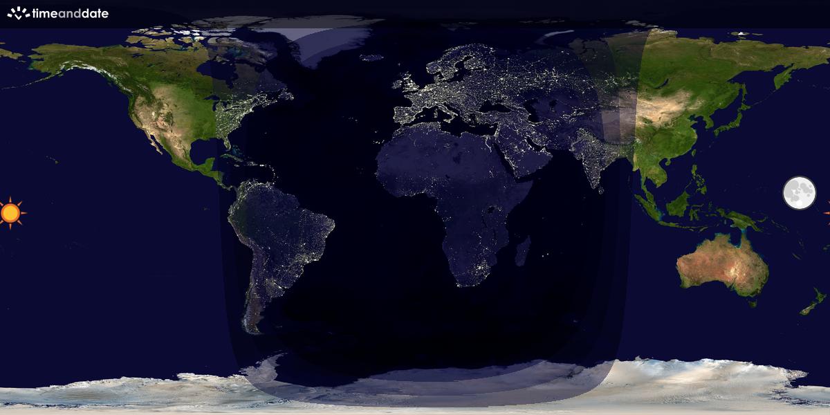 Verdenskart som viser dag og natt 