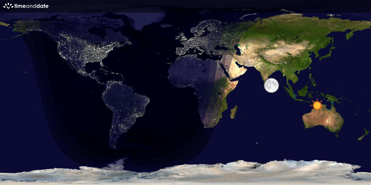 Verdenskart som viser dag og natt 