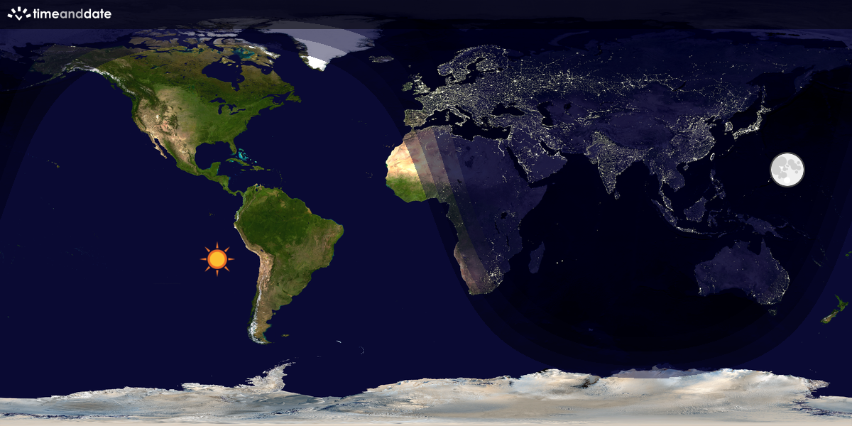 Verdenskart som viser dag og natt 