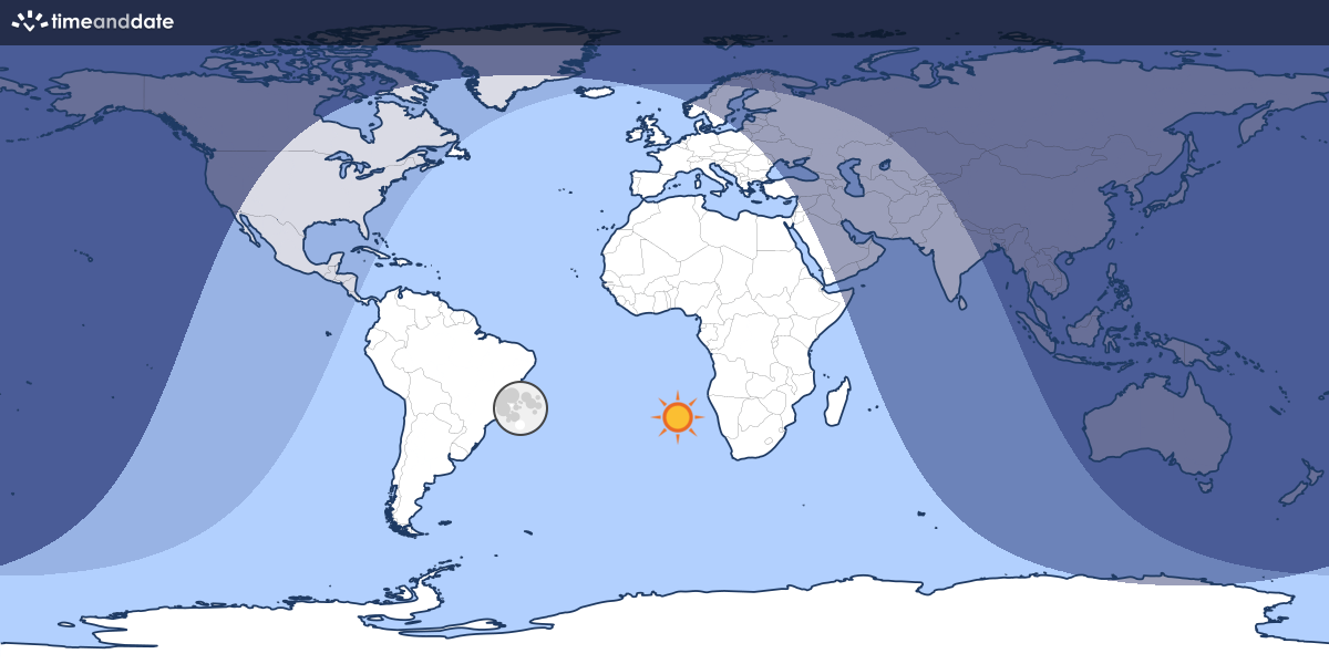 Kartet viser hvor i verden månen er over horisonten akkurat nå.